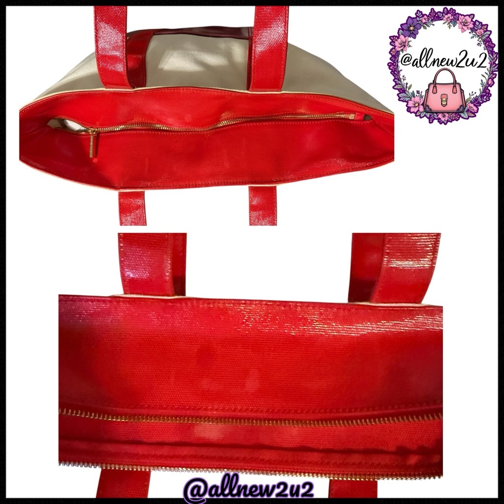 Tory Burch BEACH Red and Pink Colorblock Gorgeous Tote - Picture 10 of 15